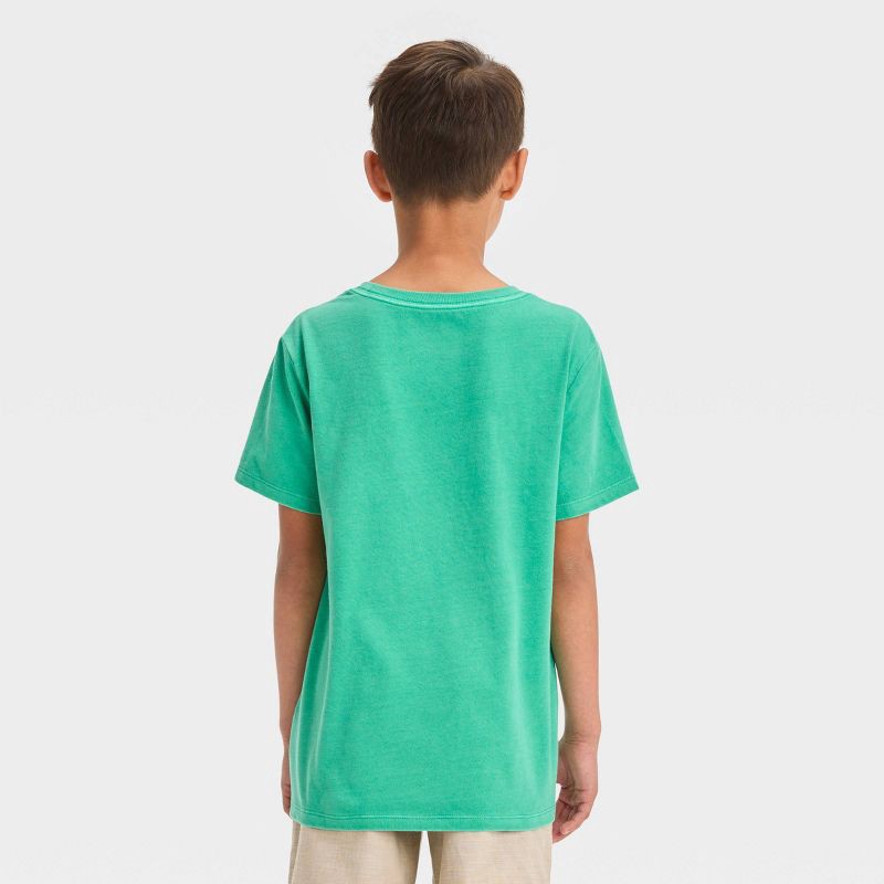 slide 2 of 3, Boys' Short Sleeve Washed T-Shirt - Cat & Jack™ Green XL, 1 ct