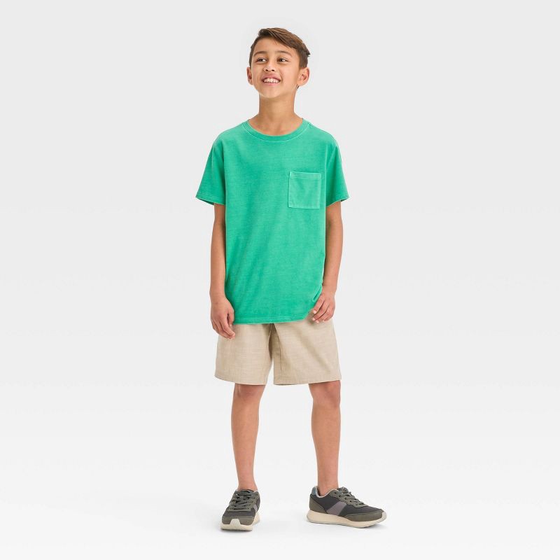 slide 3 of 3, Boys' Short Sleeve Washed T-Shirt - Cat & Jack™ Green XL, 1 ct