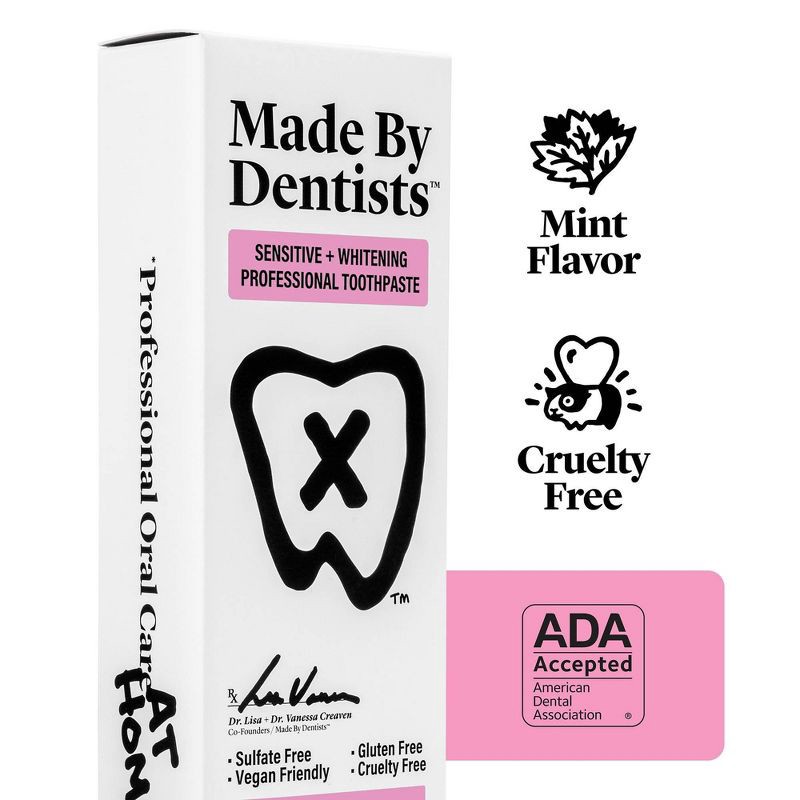 slide 4 of 6, Made By Dentists Sensitive + Whitening Toothpaste - Fluoride Anticavity Toothpaste - Fresh Mint Flavor - 4.2oz, 4.2 oz