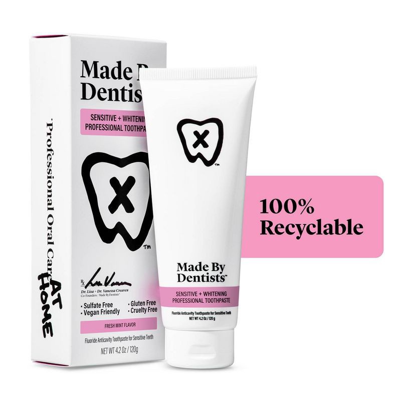 slide 5 of 6, Made By Dentists Sensitive + Whitening Toothpaste - Fluoride Anticavity Toothpaste - Fresh Mint Flavor - 4.2oz, 4.2 oz