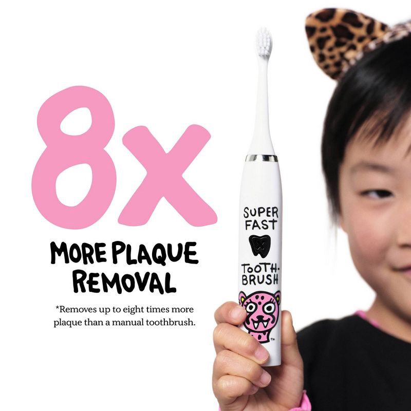 slide 2 of 7, Made by Dentists Kids' Rechargeable Electric Toothbrush with 2 Replacement Toothbrush Heads - Cheetah, 1 ct