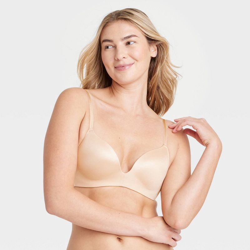 slide 1 of 6, Women's Wirefree Push-Up Bra - Auden™ Beige 32A: Adjustable Strap, Padded Molded Wireless Cup, 1 ct