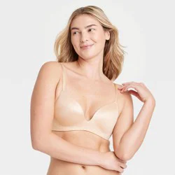 Women's Wirefree Push-Up Bra - Auden™ Beige 36D: Adjustable Strap, Padded Molded Wireless Cup