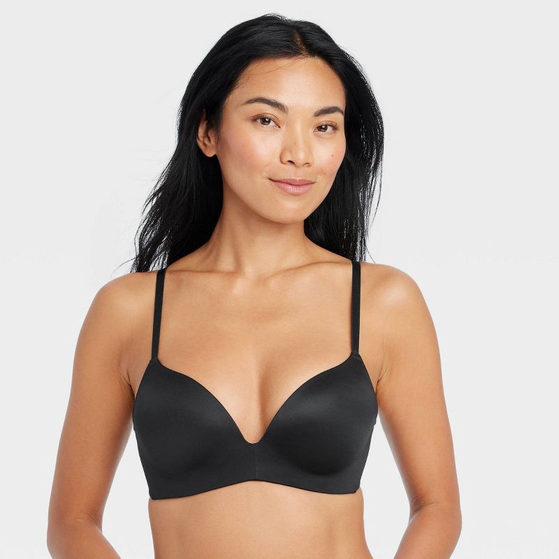 slide 1 of 5, Women's Wirefree Push-Up Bra - Auden™ Black 36A: Padded, Molded, Wireless, Adjustable Straps, 1 ct