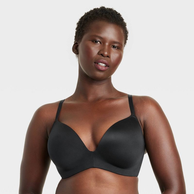 slide 4 of 5, Women's Wirefree Push-Up Bra - Auden™ Black 38B: Padded Wireless, Adjustable Straps, Back Hook, 1 ct