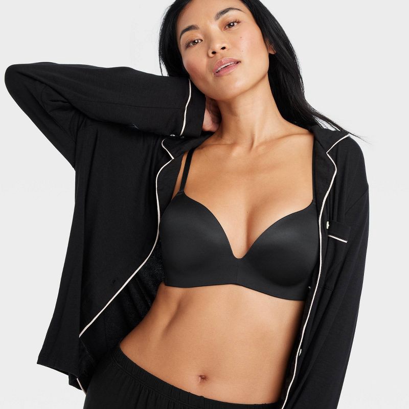 slide 3 of 5, Women's Wirefree Push-Up Bra - Auden™ Black 36C: Wireless, Padded Molded Cups, Adjustable Elastic Straps, Hand Wash, 1 ct