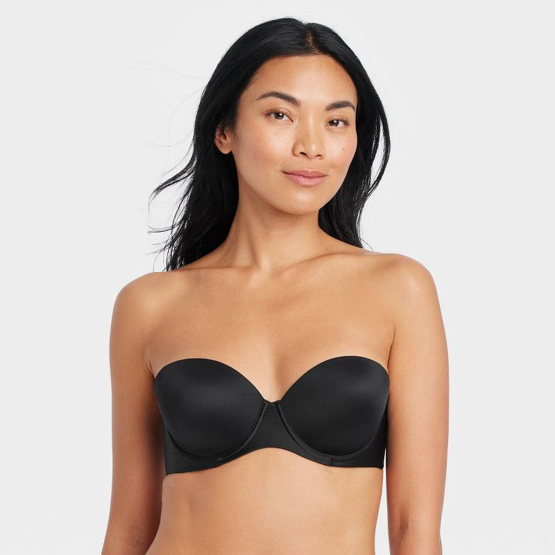 slide 1 of 5, Women's Lightly Lined Strapless Bra - Auden™ Black 36D: High Support, Mesh Liner, Adjustable Straps, 1 ct