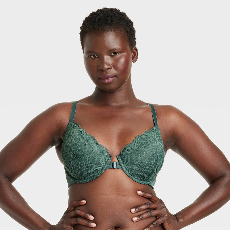 slide 4 of 6, Women's Fishnet Lace Racerback Bra - Auden™ Green 38DD, 1 ct