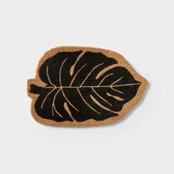 Hilton Carter for Target 1'7"x2'6" Monstera Leaf Oval Outdoor Door Mat Black