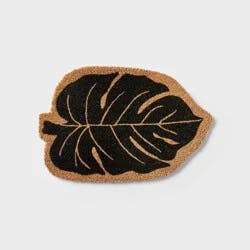 Hilton Carter for Target 1'7"x2'6" Monstera Leaf Oval Outdoor Door Mat Black