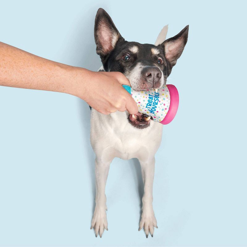 slide 5 of 8, BARK Super Chewer Treat Yourself Party Hat Dog Treat Dispenser Toy, 1 ct