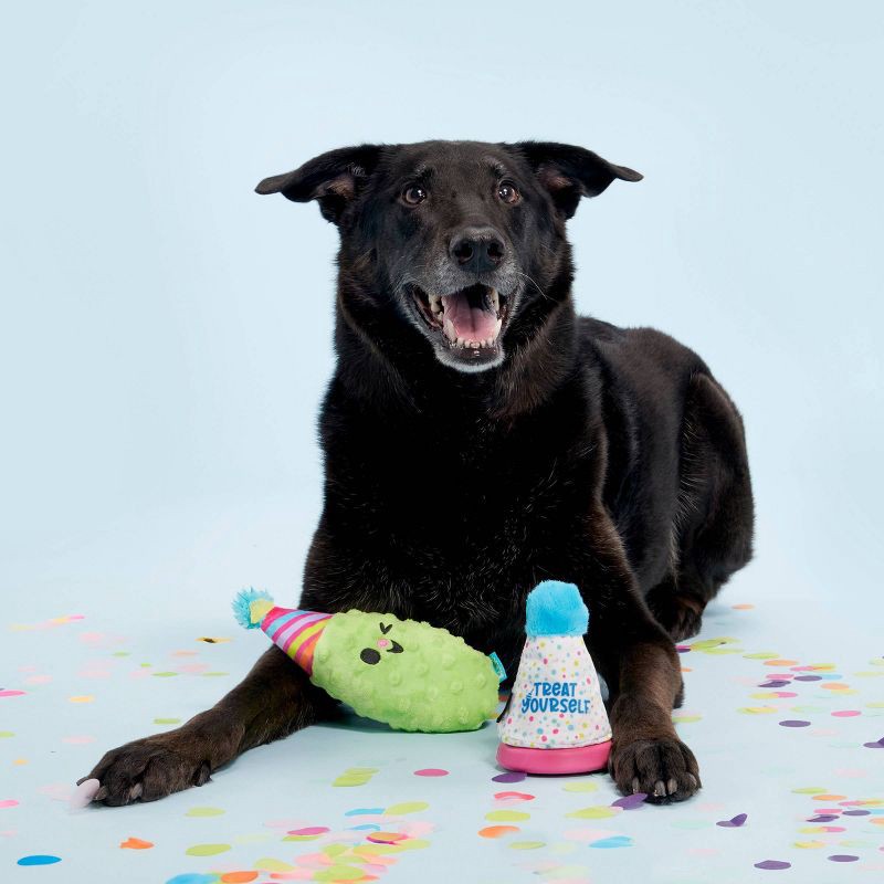 slide 7 of 8, BARK Super Chewer Treat Yourself Party Hat Dog Treat Dispenser Toy, 1 ct