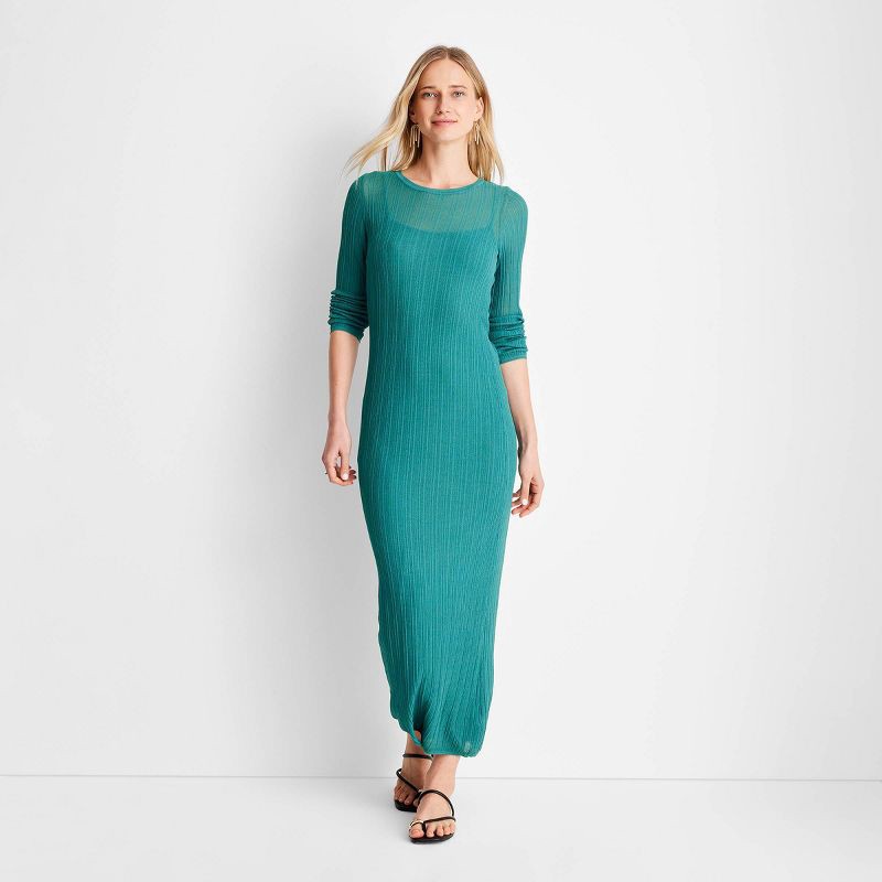 future collective green dress w/Jenny K Lopez Women's Long Sleeve Sheer Midi - Future Collective™ with Jenny K. Lopez Teal Blue XL august_sale_2020