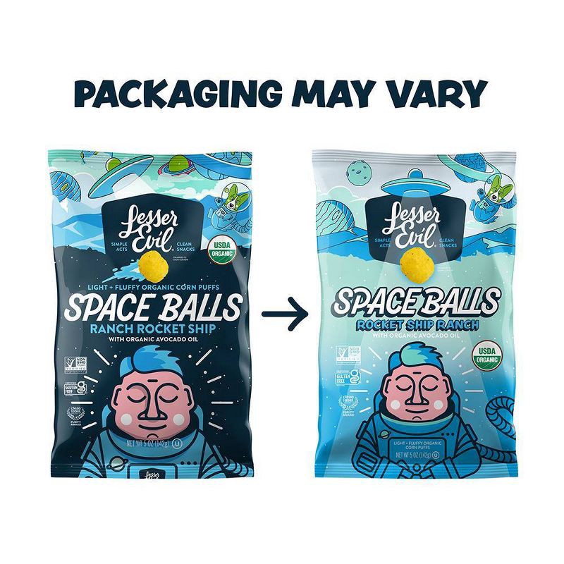slide 3 of 4, LesserEvil Organic Ranch Space Balls - 5oz, 5 oz