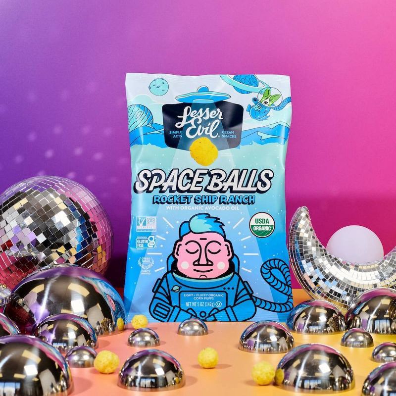 slide 4 of 4, LesserEvil Organic Ranch Space Balls - 5oz, 5 oz