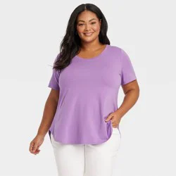 Women's Short Sleeve Relaxed Scoop Neck T-Shirt - Ava & Viv™ Lavender Purple 1X
