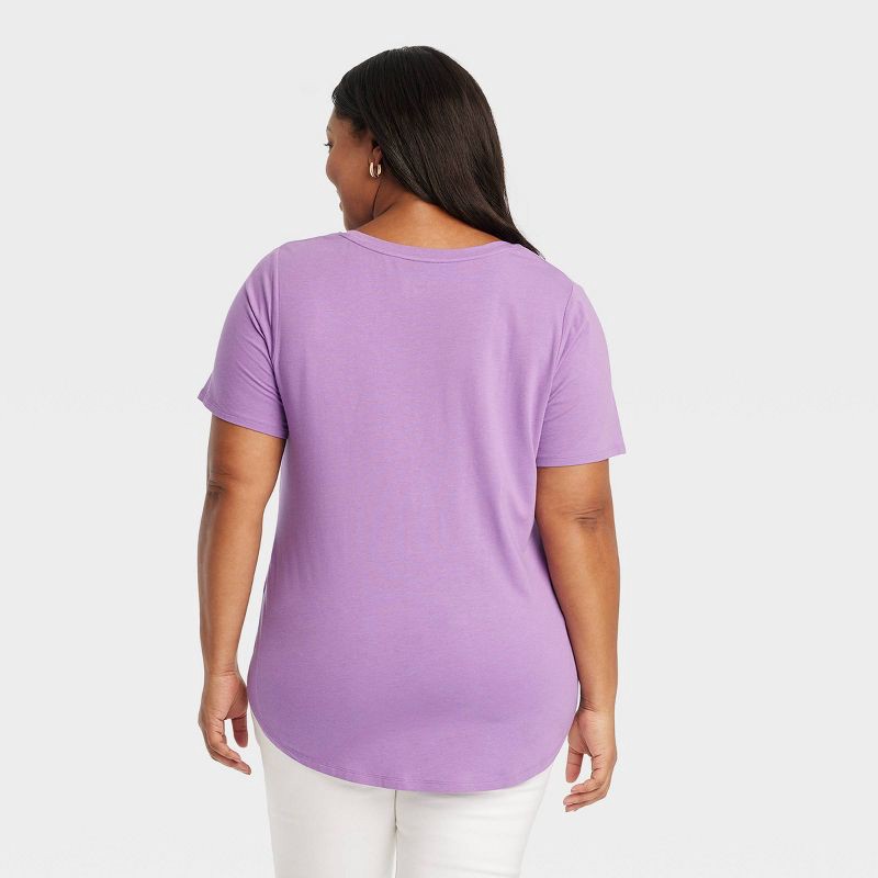 Women's Short Sleeve Relaxed Scoop Neck T-Shirt - Ava & Viv™ Lavender  Purple 2X 1 ct