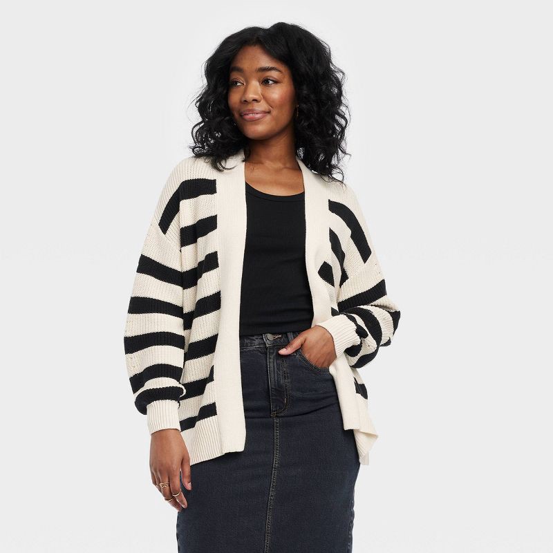 Women's Open-Front Cardigan Universal Thread™ Black Striped XL
