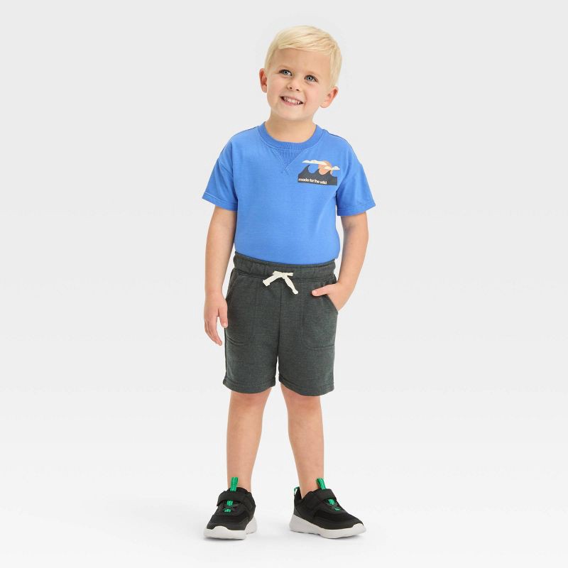 slide 3 of 3, Toddler Boys' Pull-On Above Knee Shorts - Cat & Jack™ Charcoal Gray 4T: Cotton Blend, Elastic Waist, Inside Pocket, Machine Washable, 1 ct