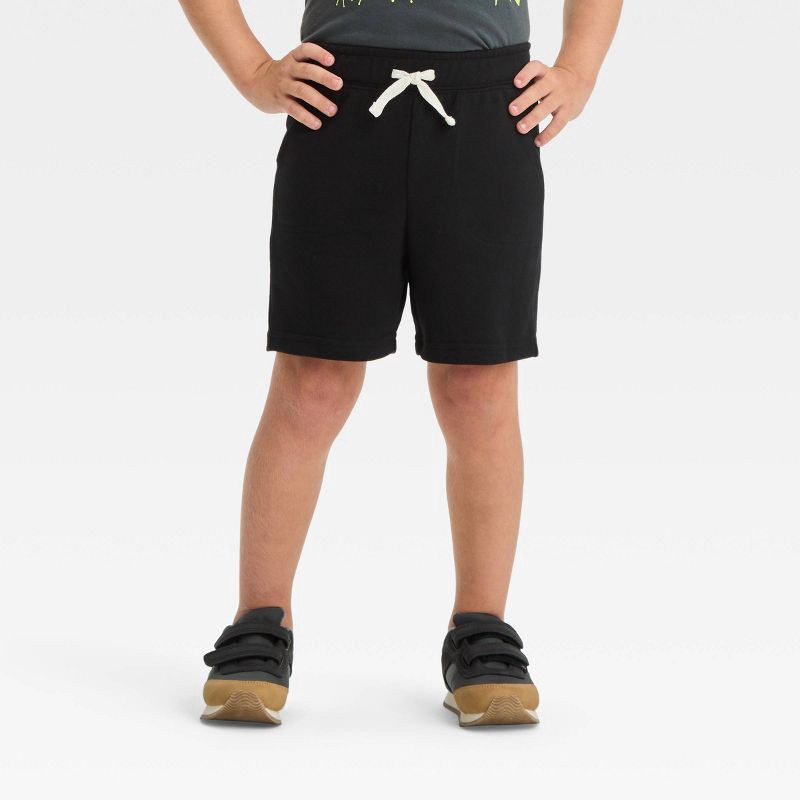 slide 1 of 3, Toddler Boys' Pull-On Above Knee Shorts - Cat & Jack™ Black 4T: Elastic Waist, Inside Pocket, 1 ct