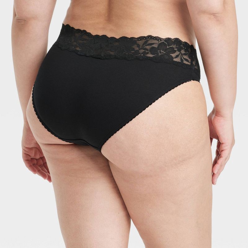 slide 5 of 5, Women's Cotton Blend Bikini Underwear with Lace - Auden™ Black XL, 1 ct