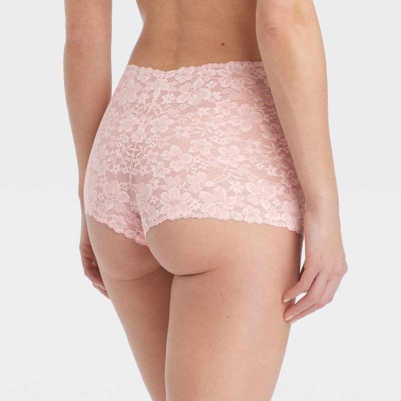 slide 2 of 7, Women's Allover Lace Boy Shorts - Auden™ Casual Pink S, 1 ct