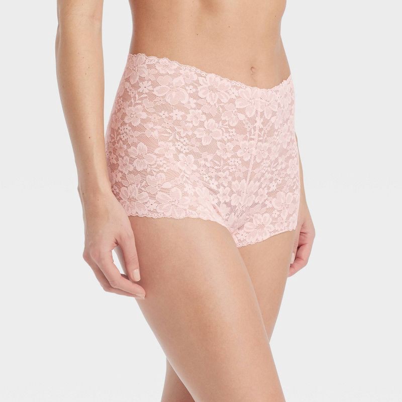 slide 1 of 7, Women's Allover Lace Boy Shorts - Auden™ Casual Pink S, 1 ct