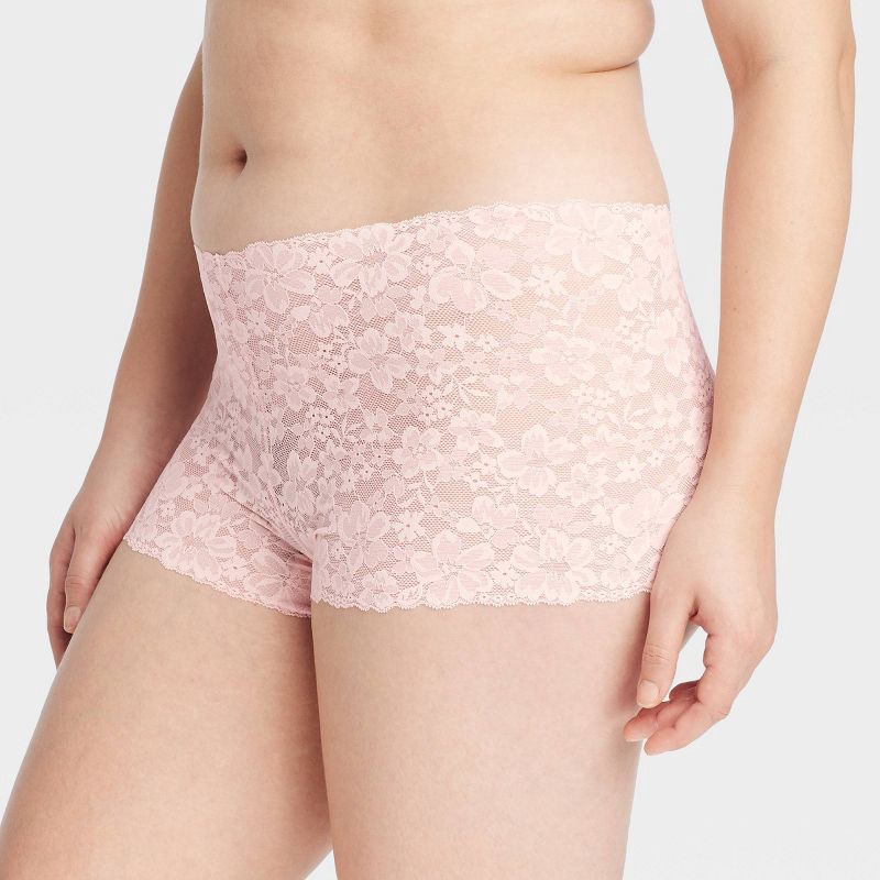 slide 4 of 7, Women's Allover Lace Boy Shorts - Auden™ Casual Pink S, 1 ct