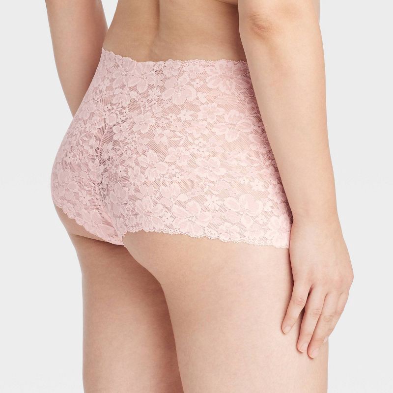 slide 5 of 7, Women's Allover Lace Boy Shorts - Auden™ Casual Pink S, 1 ct