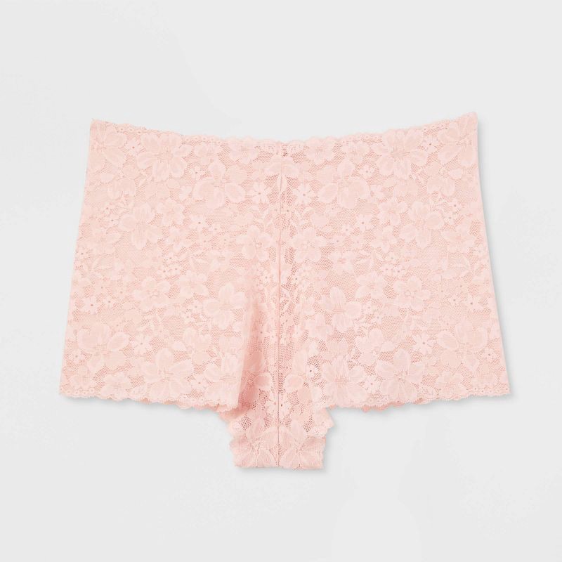 slide 6 of 7, Women's Allover Lace Boy Shorts - Auden™ Casual Pink S, 1 ct