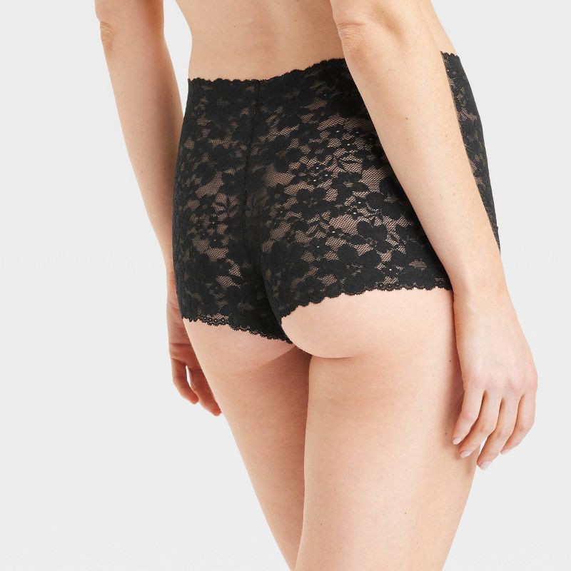 slide 2 of 7, Women's Allover Lace Boy Shorts - Auden™ Black L, 1 ct