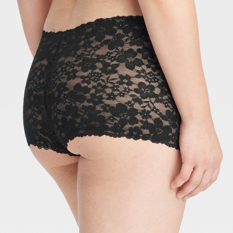 slide 5 of 7, Women's Allover Lace Boy Shorts - Auden™ Black L, 1 ct