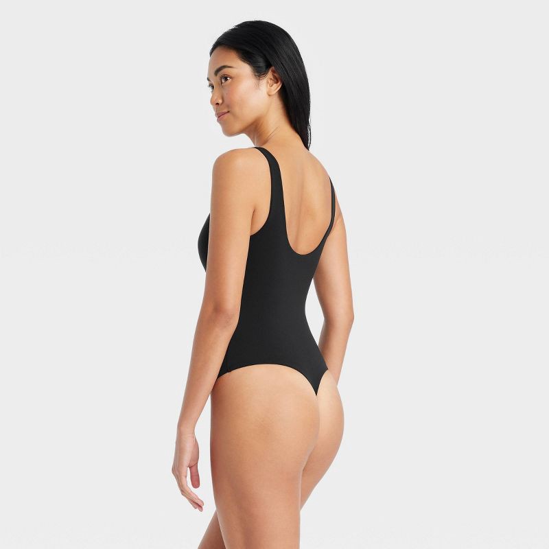 slide 2 of 5, Women's Luxe 4-Way Stretch Tank Bodysuit - Auden™ Black XS: Nylon Spandex Blend, Scoopneck, Snap Closure, 1 ct