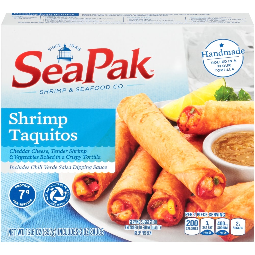 slide 1 of 1, SeaPak Shrimp Taquitos, 12.6 oz