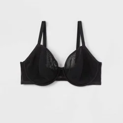 Women's Mesh Unlined Demi Bra - Auden™ Black 42C: Underwire, Adjustable Strap, Sheer Mesh