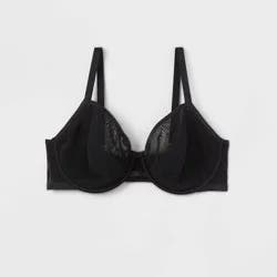 Women's Mesh Unlined Demi Bra - Auden™ Black 42DDD: Adjustable Strap, Underwire, Sheer Mesh