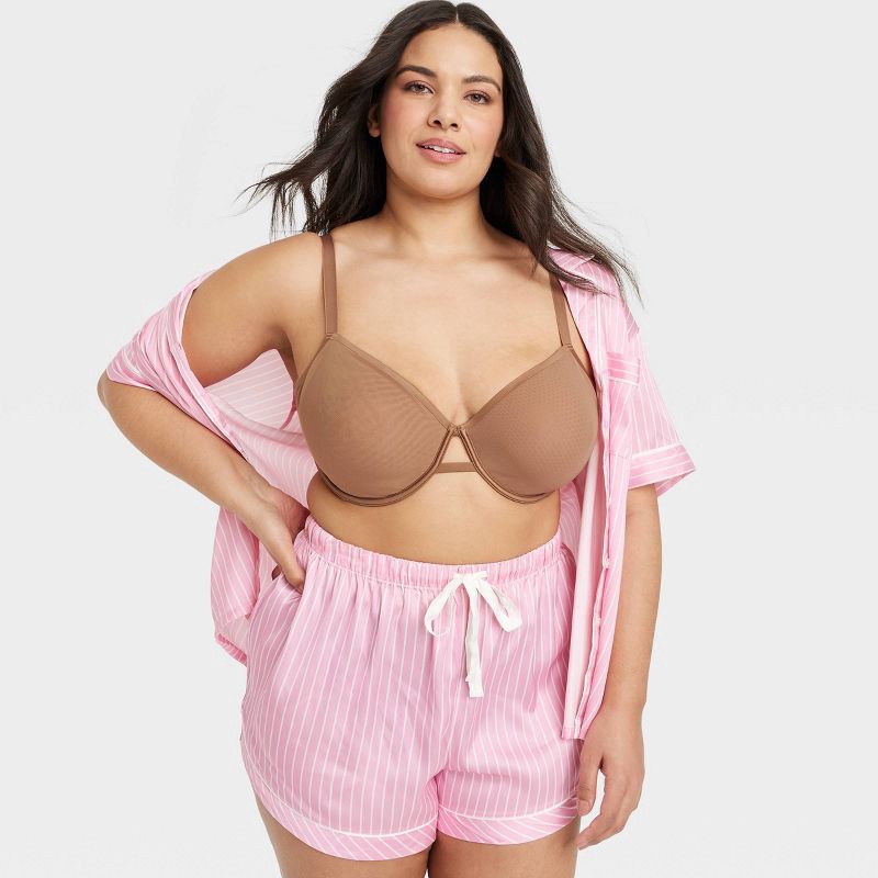 slide 3 of 5, Women's Mesh Unlined Demi Bra - Auden™ Brown 40DD: Adjustable Strap, Underwire, Sheer Mesh, Back Hook Fastener, 1 ct