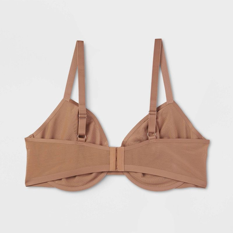 slide 5 of 5, Women's Mesh Unlined Demi Bra - Auden™ Brown 44DDD: Adjustable Strap, Underwire, Back Hook, Sheer Mesh, Hand Wash, 1 ct