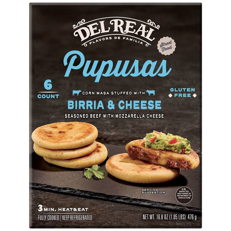 slide 1 of 8, Del Real Foods Gluten Free Mini Pupusas Birria & Cheese - 16.8oz, 16.8 oz