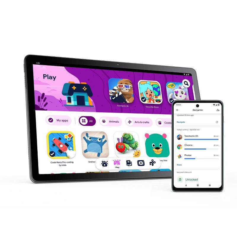 slide 11 of 22, Lenovo M10 - 10.6" 4GB RAM - 64GB Storage Tablet with Folio Case - Gray (ZAAJ0159US): Android, Touchscreen, Facial Recognition, 1 ct