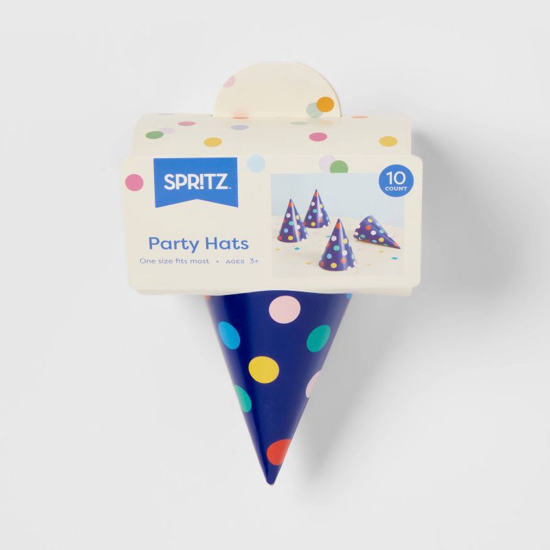 slide 3 of 3, 10ct 5" Confetti Dots Party Hats - Spritz™, 10 ct