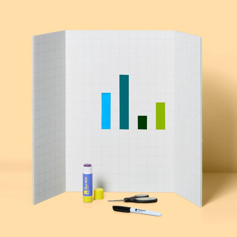 slide 2 of 3, 18"x24" Gridlines Tri-Fold Foam Poster Board - up&up™: Trifold Presentation Display, White, EPS Material, 1 ct