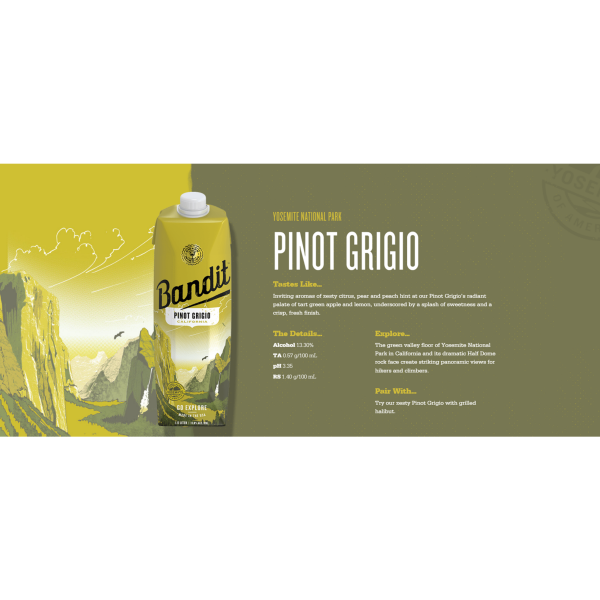 slide 16 of 25, Bandit Pinot Grigio White Wine, 1 L Box Wine, 1 liter