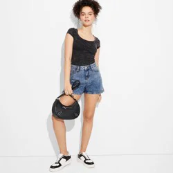 Women's High-Rise Midi Jean Shorts - Wild Fable™ Medium Wash 12