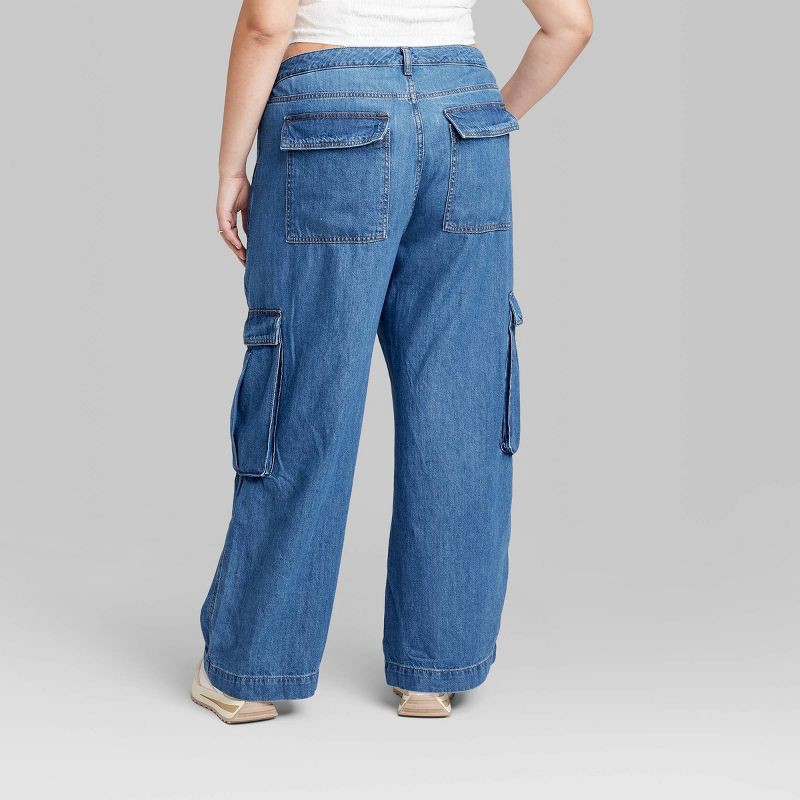 Women's Mid-rise Cargo Baggy Wide Leg Utility Jeans - Wild Fable™ Medium  Wash : Target