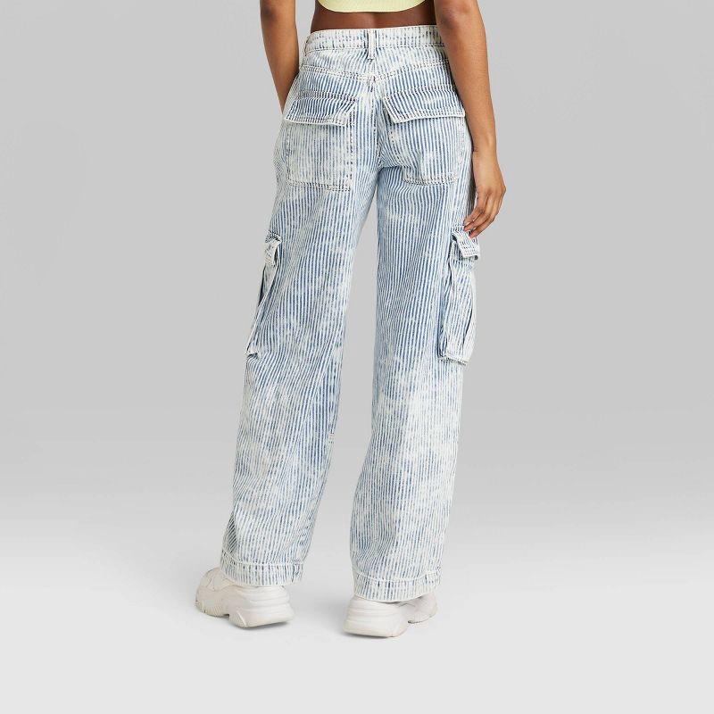 slide 3 of 3, Women's Mid-Rise Cargo Baggy Wide Leg Utility Jeans - Wild Fable™ Railroad Striped 6, 1 ct