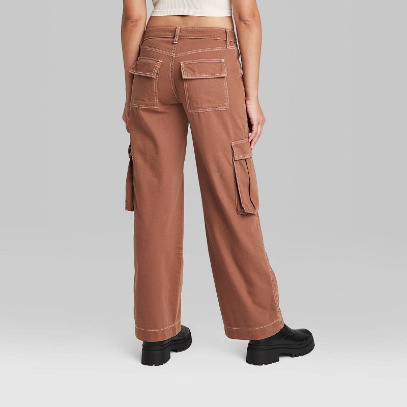 Women's Mid-rise Cargo Baggy Wide Leg Utility Jeans - Wild Fable™ Brown  Wash 16 : Target