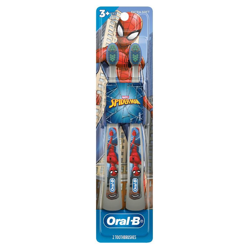 slide 1 of 9, Oral-B Kids' Toothbrush featuring Marvel's Spider-Man Soft Bristles - 2ct, 2 ct