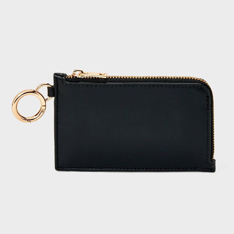 slide 1 of 4, L-Zip Card Case - A New Day™ Black: Solid Wallet, 1 ct