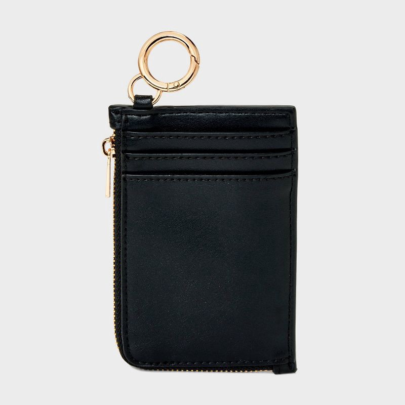 slide 4 of 4, L-Zip Card Case - A New Day™ Black: Solid Wallet, 1 ct